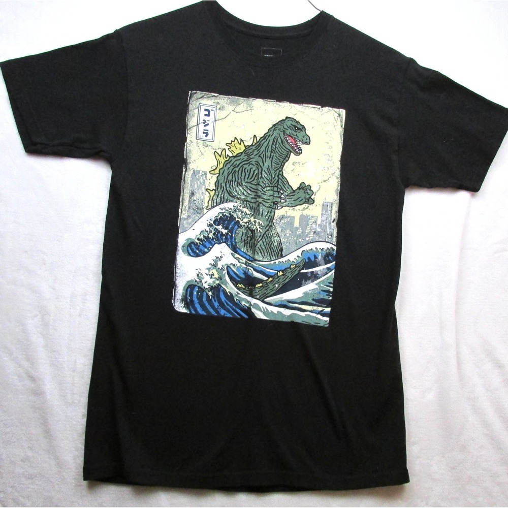 Godzilla Shirt Mens Medium Black Graphic Tee T-Shirt Kaiju Japanese Toho Monster